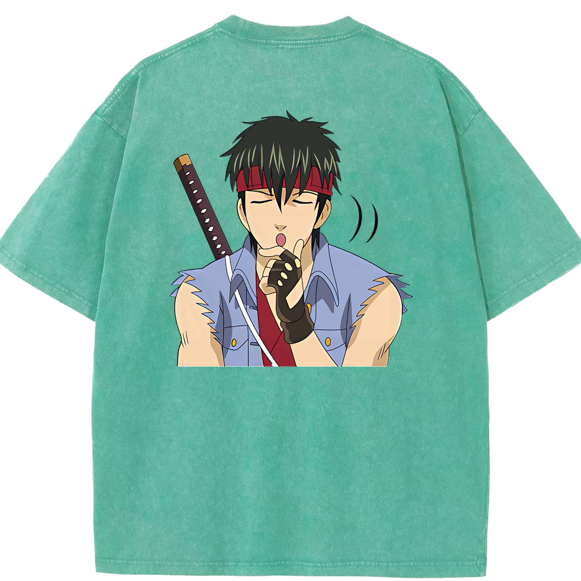 （画像用） ぎんたま 坂田銀時（さかたぎんとき） 神楽 志村新八（しむら しんぱち） GINTAMA Sakata Gintoki Kagura Shimura Shinpachi 綿100% ヴィンテージ風 半袖Tシャツ（背面プリント）